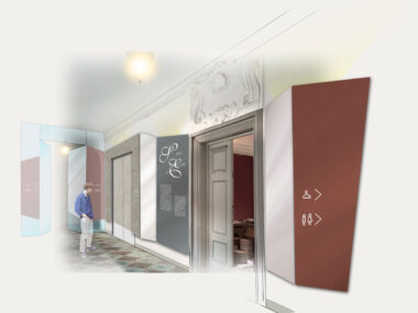 Rendering Variation Entwurf Eingangsbereich mit Multivisionswand