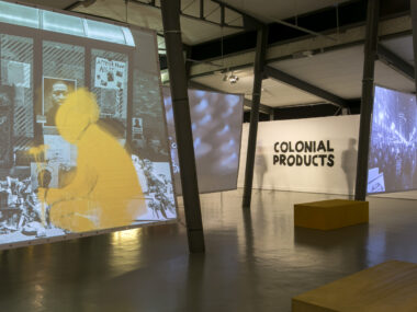 Auftakt der Ausstellung mit der Videoinstallation von Sonja Collison und Antoine Laurent